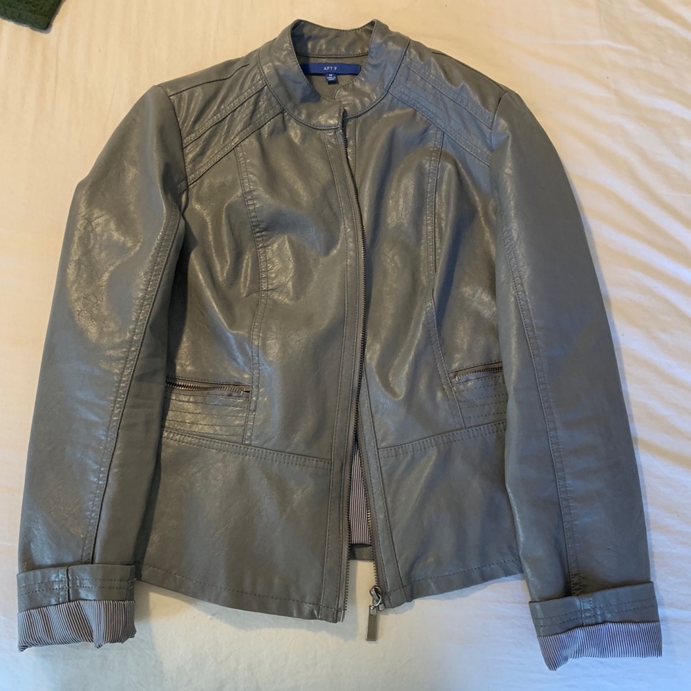 Apt. 9 Gray Leather Jacket